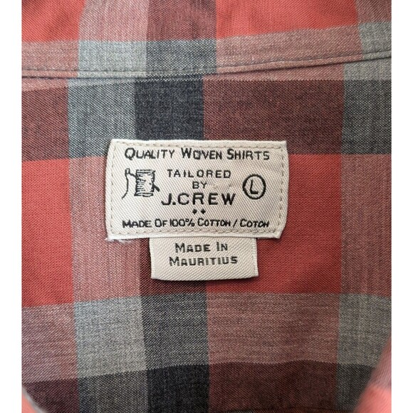 J.Crew Size Large Mens Plaid Shirt Red Button Down Top Dress Casual Crew L LS - Picture 2 of 4